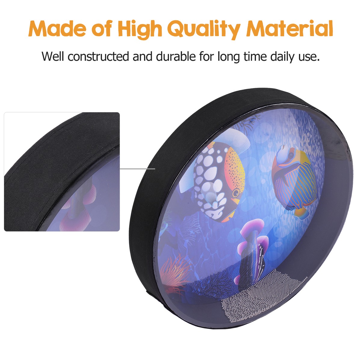 16 Inch Ocean Drum Wooden Handheld Sea Drum Percussion Instrument