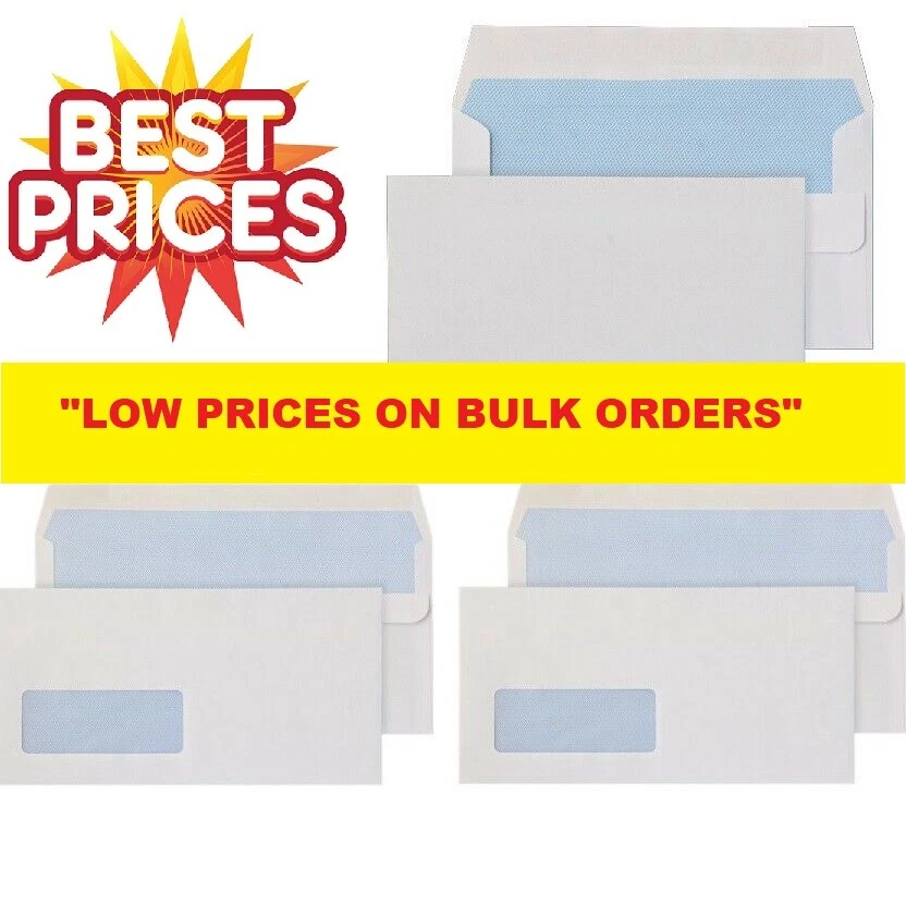WHITE ENVELOPES DL SELF SEAL PLAIN(NO WINDOW)& WITH WINDOW STRONG QUALITY LETTER