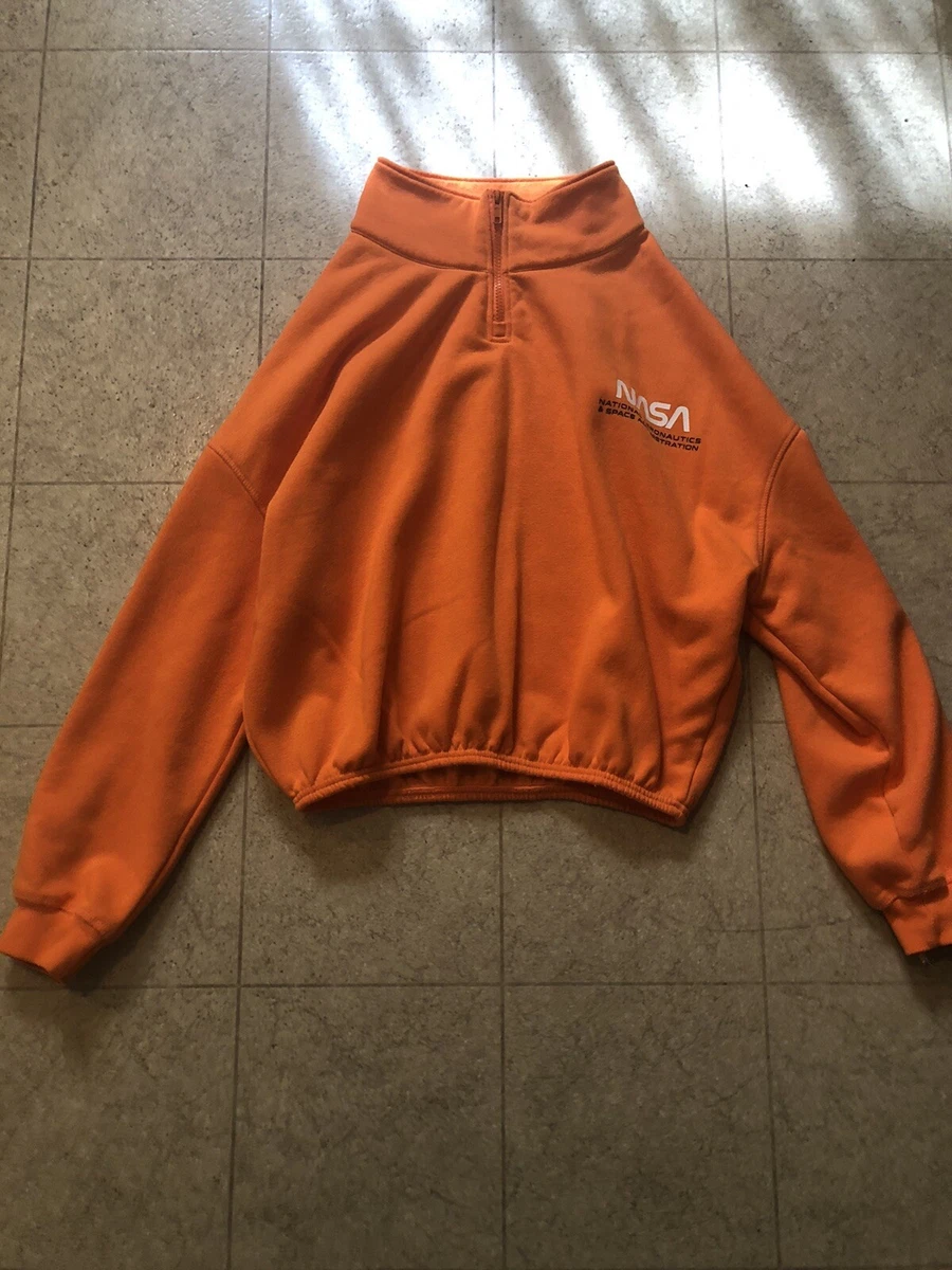 Hyper Space orange NASA pullover crop sweatshirt Large armpit 16