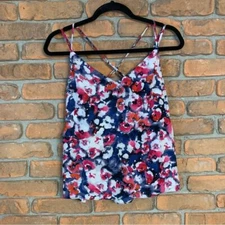 Fourteenth Place Floral Print Cami Top Sleeveless Criss Cross Straps Size Small
