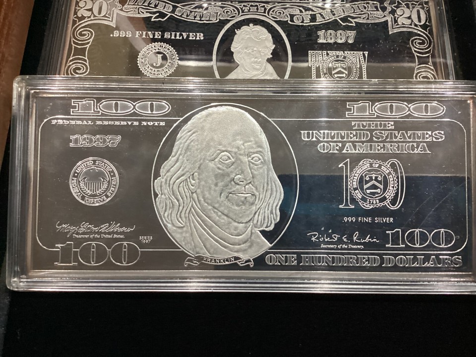 1997 Washington Mint Federal Reserve Note Set of 7 Silver Bars CC0103 ...