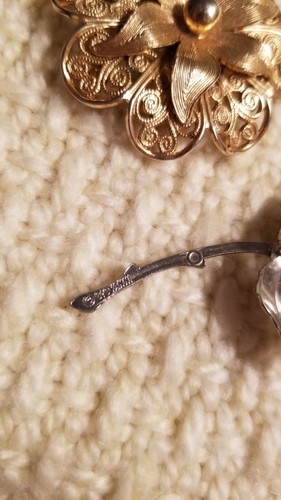 Vintage Silvertone Giovanni Flower Brooch Pin Signed MCM Excellent Large Rose - Picture 5 of 6