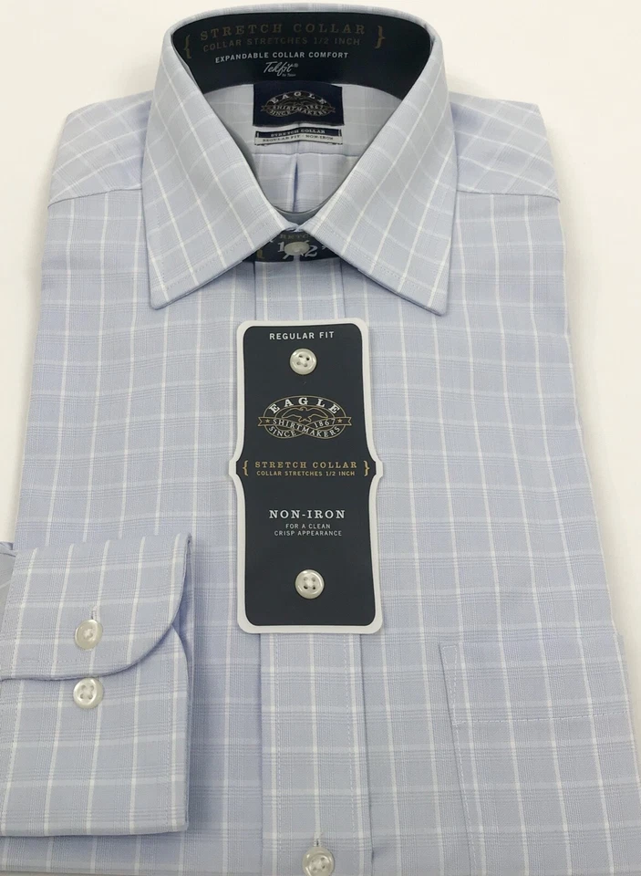 Camisa social masculina NEW EAGLE ajuste regular gola elástica sem ferro, tamanho 15 32/33 - Imagem 2 de 4