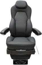 NEW PRIME SEATING TC200LBK GENUINE BLACK LEATHER AIR RIDE TRUCK SEAT