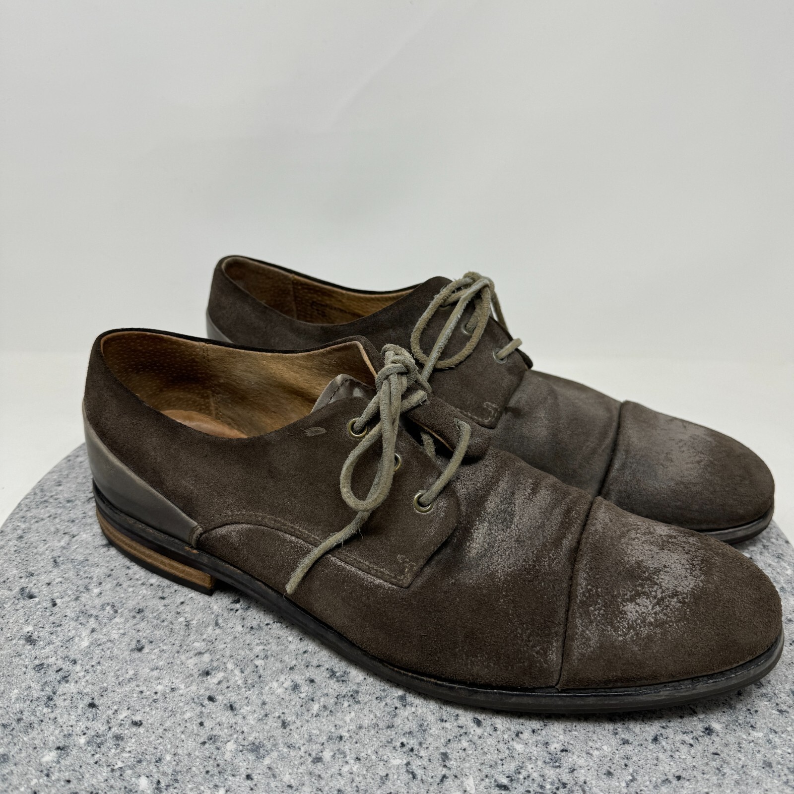 SAOLA Scarpe John Varvatos uomo 11 5 pelle marrone scamosciata derby casual eleganti scarpa