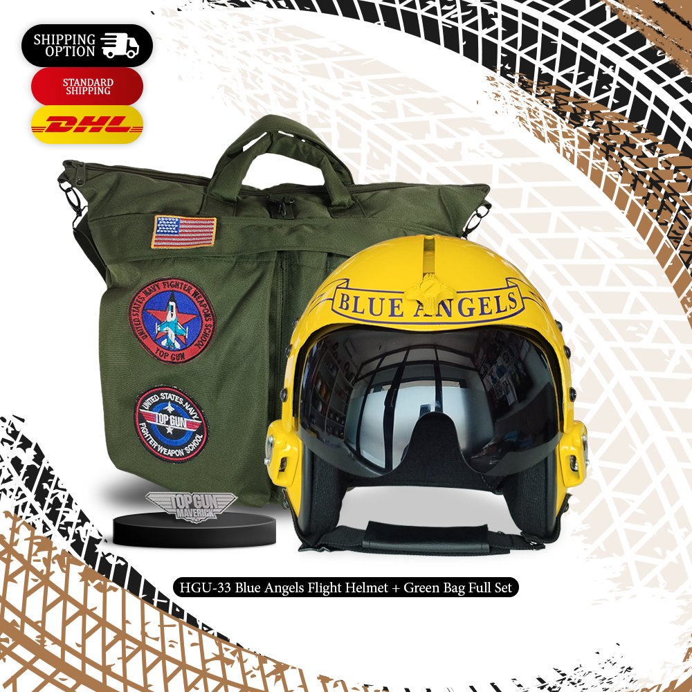 HGU-33 BLUE ANGELS FLIGHT FIGHTER PILOT HELMET MOVIE PROP + GREEN