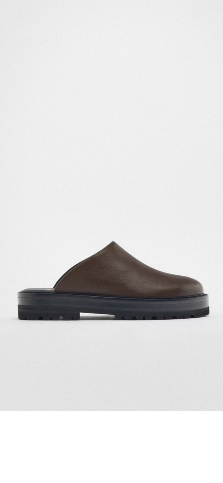 Zara Chocolate Brown Leather Track Sole Clogs Size Uk5, Eur38 RRP£120