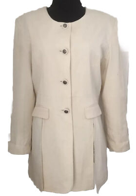 AJ Valenci Vintage 70s 100% Pure Silk Women s Ivory Check Jacket US 6/UK 10/12