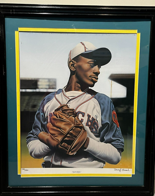 絵画 SS Satchel Paige Negro League HOF # 950 Art Print Framed Signed by