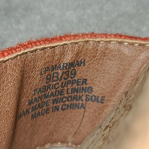 Lucky Brand Maxyne Orange Stretch Cork Wedge Sandal Summer Shoes US 9B EU 39 - Picture 6 of 11