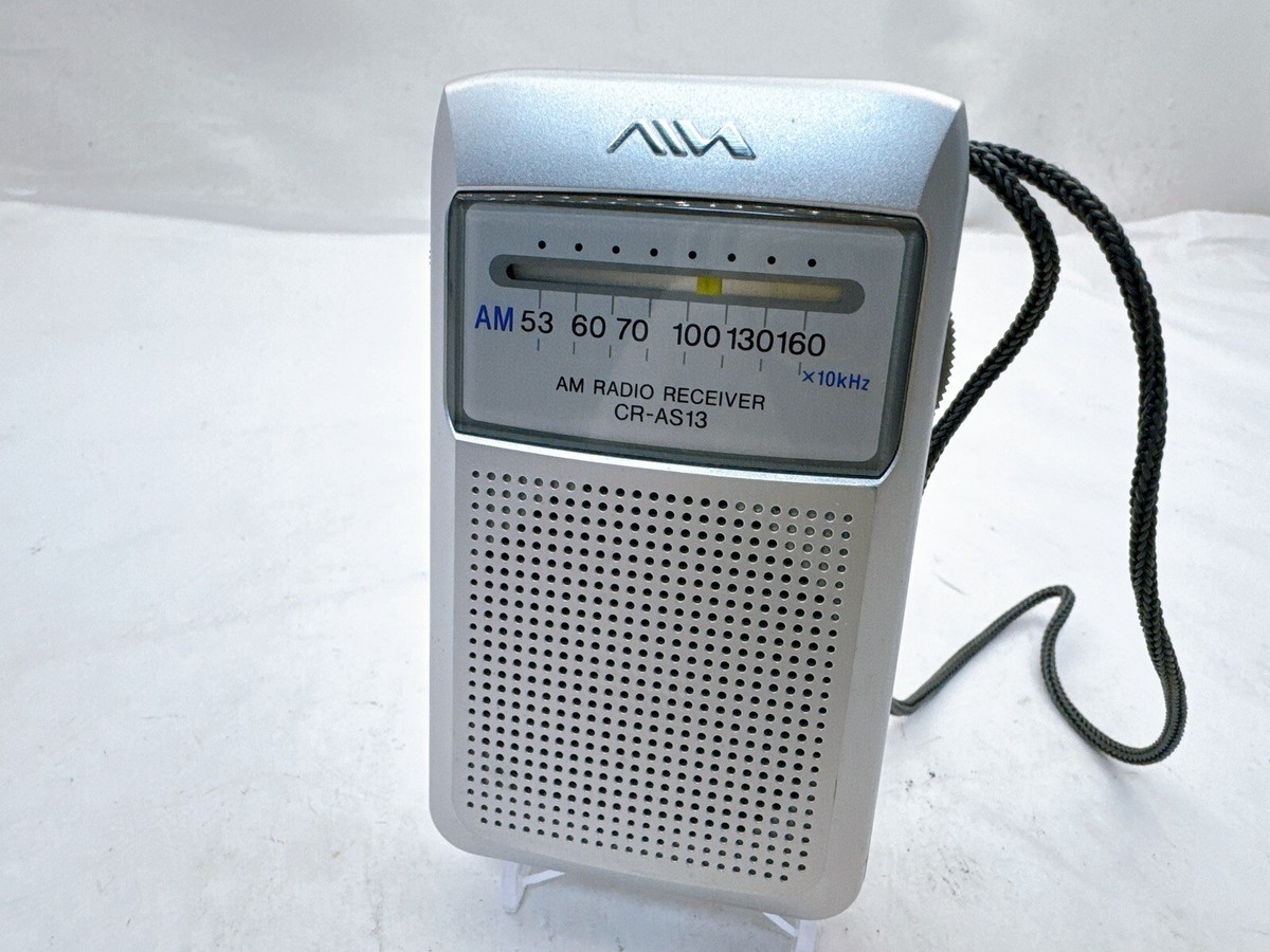 Aiwa CR-AS13 AM Radio Receiver Silver Portable Pocket Compact
