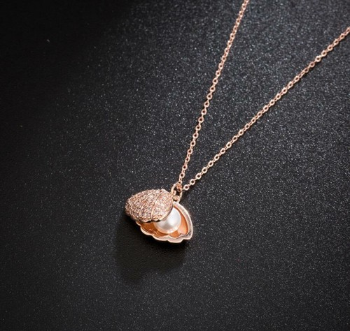 Titanium Seashell Pearl Pave CZ Rose 