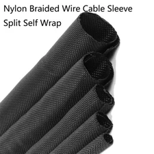 Split Wire Loom Braided Cable Sleeve Self Wrap Cord Manage Wires Protector Lot