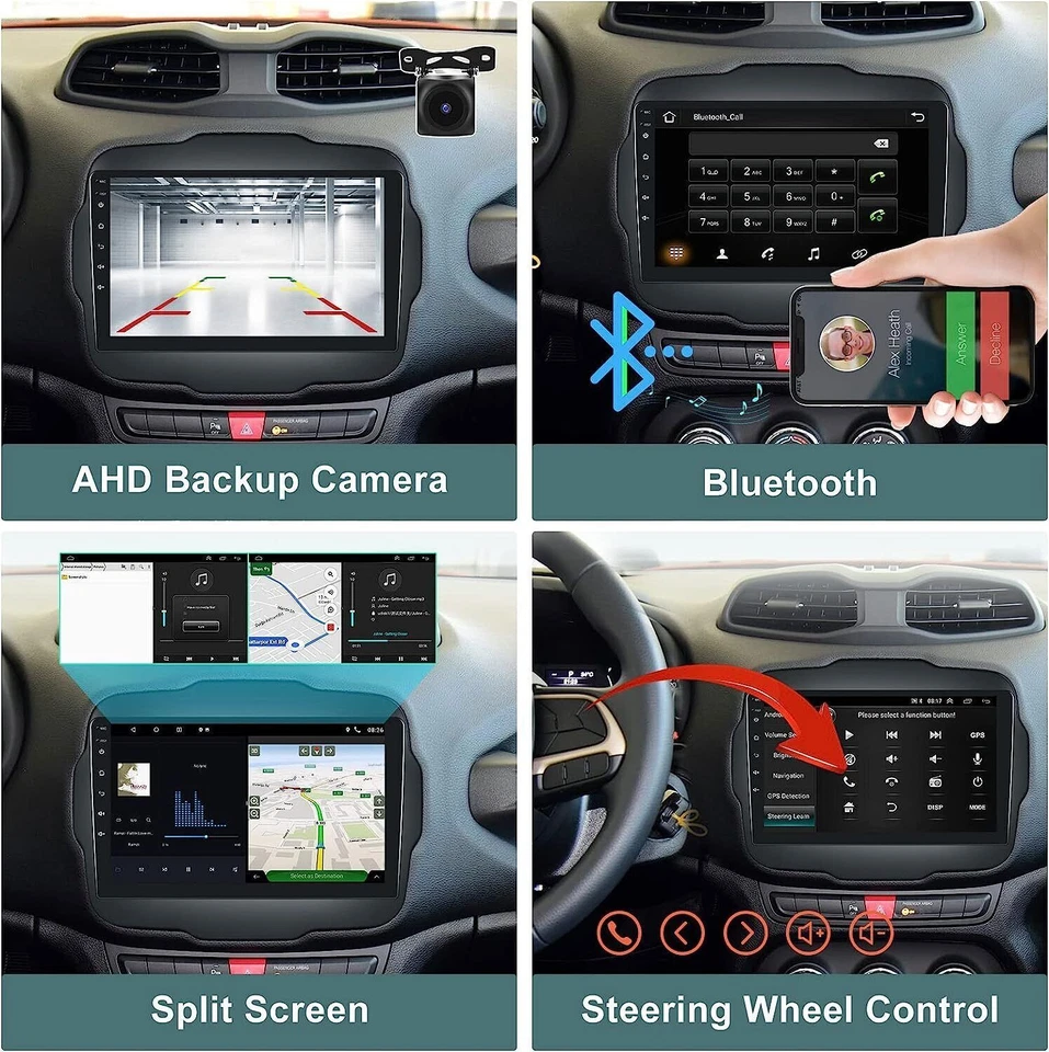 US 32GB Android 12 Car Stereo Radio GPS NAVI Carplay For Jeep Renegade 2015-2020 — 第 2/4 张图片