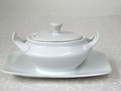 VTG Schmidt Brasil Porcelana White Horseradish Condiment Tureen Lid  Label SWEET
