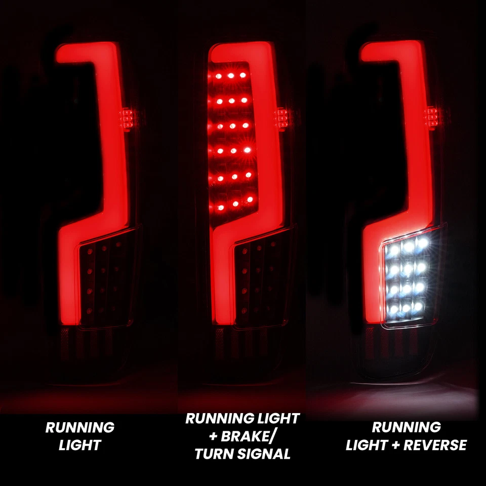 For 2004-2012 Chevy Colorado GMC Canyon LED Tube Tail Lights Brake Lamps Black - Image 2 of 4