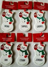 Snowman Christmas Ornament Ceramic Choose your Name Personalized NEW