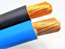40' FT 1/0 AWG WELDING/BATTERY CABLE 20' BLACK 20' BLUE 600V MADE IN USA COPPER