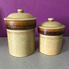 Treasure Craft Pottery Craft Canister Set of 2 Brown Palomino Pattern USA