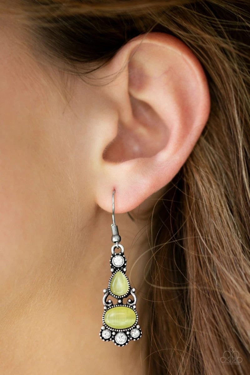 Paparazzi Jewelry Push Your LUXE Yellow Earrings Moonstone