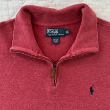 Polo Ralph Lauren Mens 1/4 Zip Sweater Size XL Estate Rib Pullover Red