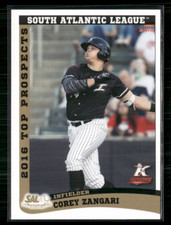 Corey Zangari 2016 South Atlantic League Top Prospects Set 