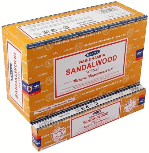 Bâtons d'encens Satya Nag Champa bois de santal Agarbatti 15 g x 12 boîtes = 180 g - Photo 1/3