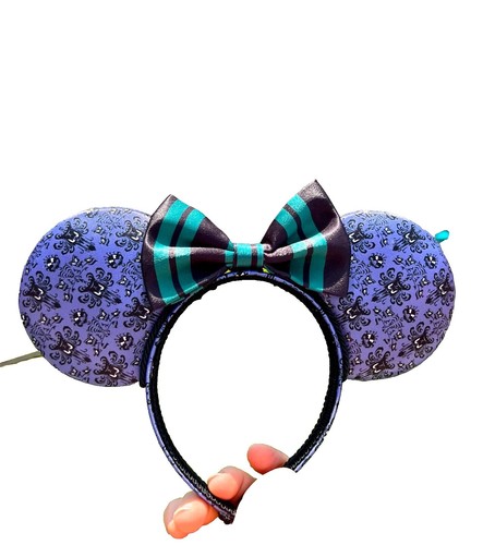 2024 Disney Parks The Haunted Mansion Ear Headband Mesh Bow  display picture 1