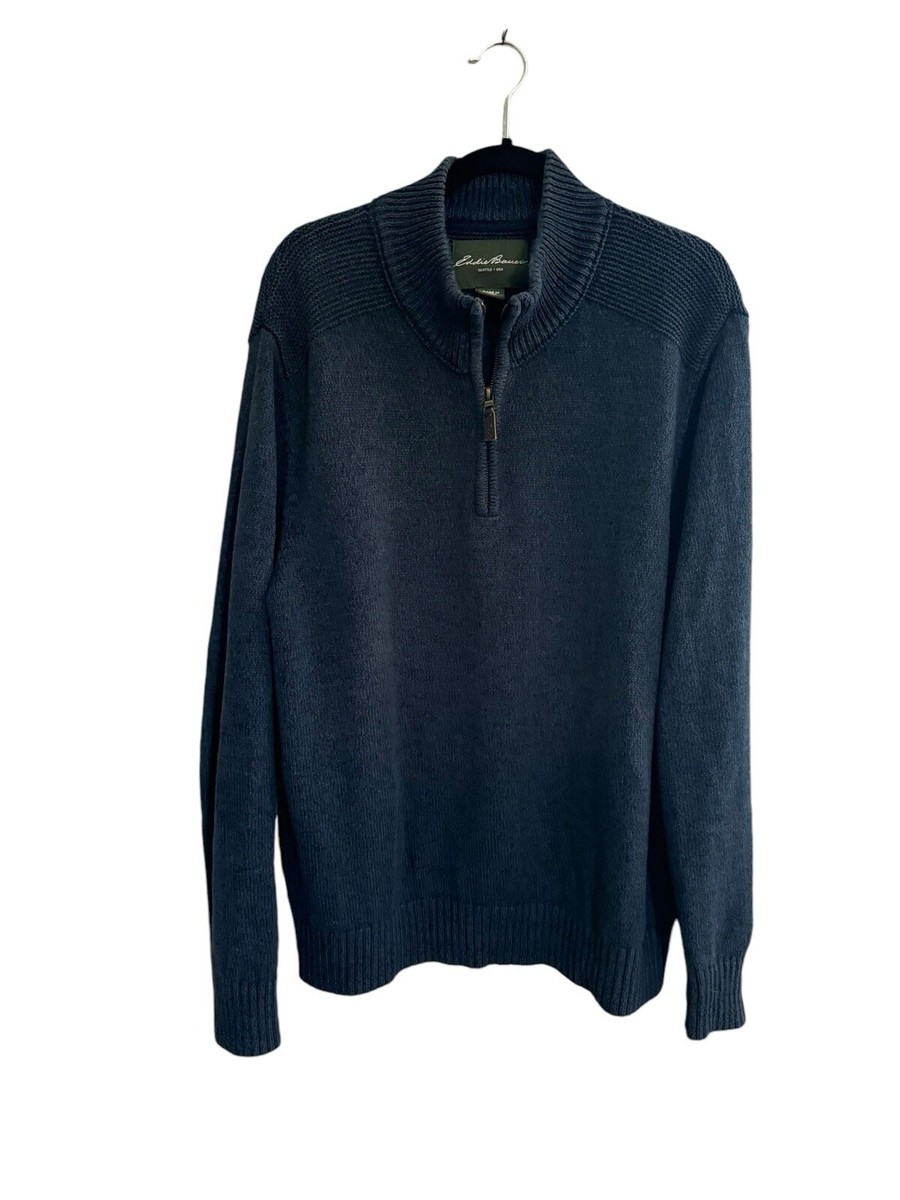 EDDIE BAUER Sweater Mens XXL Pullover 1/4 Zip Mock Neck Heavy