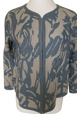 Bnwt☆armani Collezioni Blue/beige Abstract 100% Lambskin Jacket Sz 46 Uk 14☆
