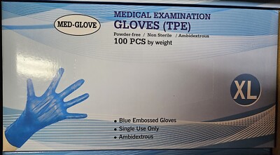 100 X Large MED-GLOVE Medical Examination Gloves Powder Free Non Sterile Ambid