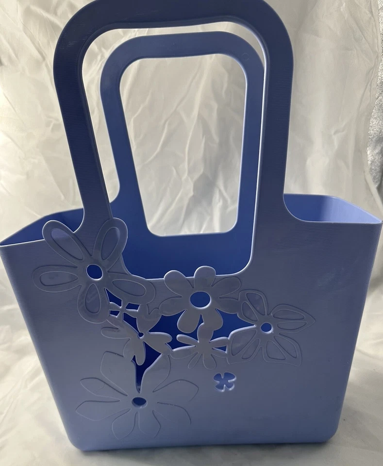 Koziol Shopping Tote Made in Germany Floral Design Periwinkle Blue Vintage - Image 4 of 4