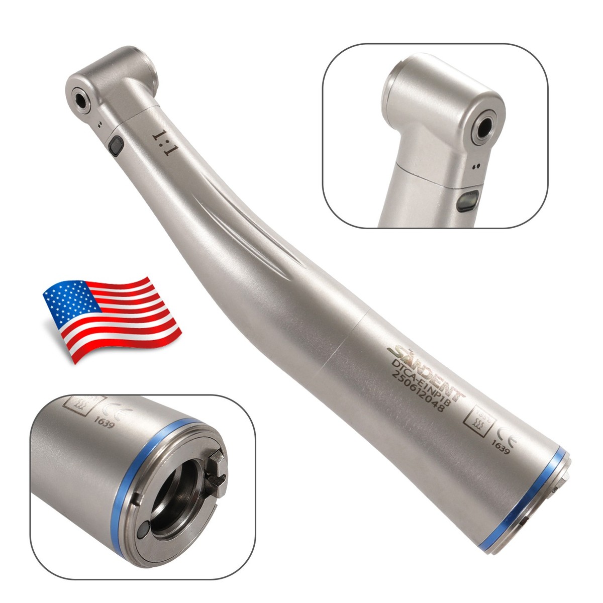 Dental 1:1 LED Fiber Optic Contra Angle – Low Speed Handpiece, Kompatibel NSK, DS