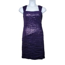 Lauren Ralph Lauren Womens Purple Mesh Sequin Sheath Dress Size 12