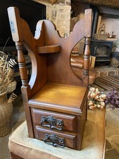 Victorian decorative Corner Wall Cabinet shelf with 2 draws In mahogany 