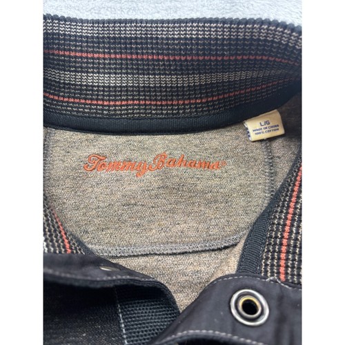 Suéter Pullover Tommy Bahama Hombres Gris Carbón Jaspeado Cuello Simulado a Presión L - Imagen 3 de 5
