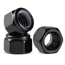 50 PCS 1/4-20 Lock Nuts Nylon Insert 304 Stainless Steel Black Zinc Plated Hex