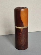 Cylinder Box Wooden Mail Case Lid Set A Horn Ring, 19th Century