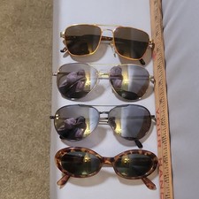 Lot of 4 Vintage Sunglasses, replacement parts, Oval Gold Silver Tortoiseshell