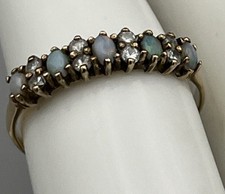 Vintage 9 kt Gold Opal Diamant Halb Eternity ...