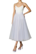Zimmermann Tulle Midi Skirt | Lilac/Purple, High Waist, Lined, Double Layer
