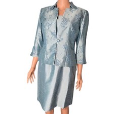 Jessica Howard 8P Dress Jacket Set Blue Embroidered Sequin Formal Wedding NWT