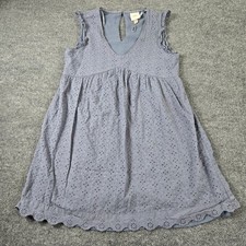 Knox Rose Eyelet Dress Womens Small Blue Purple Sleeveless Scallop V-Neck