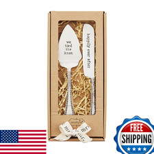 Mud Pie Boxed Wedding Cake Server & Knife Set, Silver, 9"