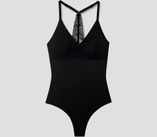 Body True & Co scollo a V nero donna taglia XL perizoma e schiena pizzo NUOVO