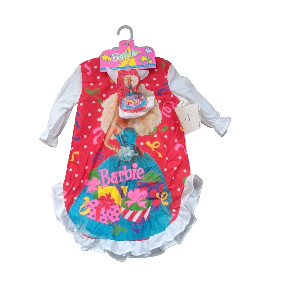 Барби винтажный девочек ночное платье Mattel красный Рождество пижамы размер 4 новый с Ярлыками кукла - Изображение 2 из 4