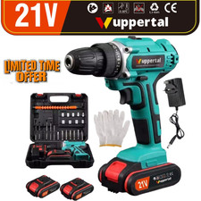 2 Battery Cordless Drill 21V Electric & Screwdriver Set Combi Driver High Power
