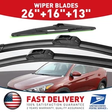 26"&16"&13"Bracketless FRONT OEM QUALITY Windshield Wiper Blades Hybrid Silicone