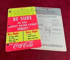 1950s Coca-Cola Quality Guard Syrup & CO2 Cylinder Cards