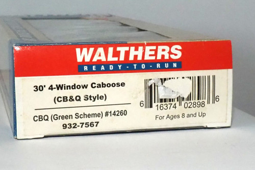 ESCALA HO---CB&Q 30' 4 VENTANAS FURGÓN DE COLA Nº 14260----modelo Walthers | Condition: Used